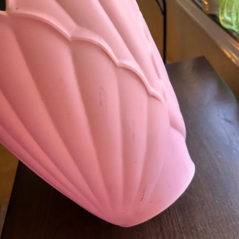 Vintage pink plastic trash can bin by Fesco shell design